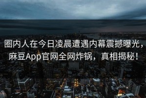圈内人在今日凌晨遭遇内幕震撼曝光，麻豆App官网全网炸锅，真相揭秘！