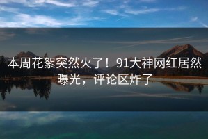 本周花絮突然火了！91大神网红居然曝光，评论区炸了