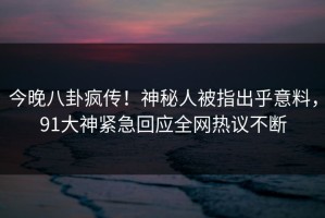 今晚八卦疯传！神秘人被指出乎意料，91大神紧急回应全网热议不断