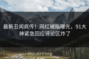 最新丑闻疯传！网红被指曝光，91大神紧急回应评论区炸了