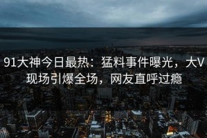 91大神今日最热：猛料事件曝光，大V现场引爆全场，网友直呼过瘾