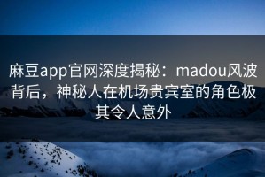 麻豆app官网深度揭秘：madou风波背后，神秘人在机场贵宾室的角色极其令人意外