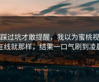 我踩过坑才敢提醒，我以为蜜桃视频在线就那样，结果一口气刷到凌晨
