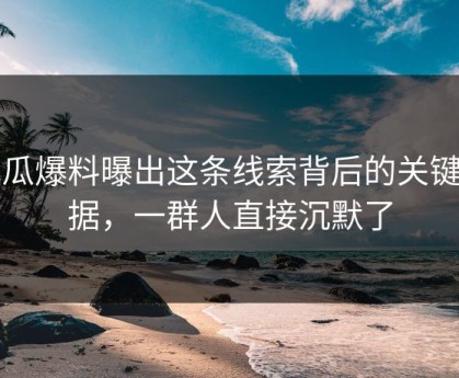 吃瓜爆料曝出这条线索背后的关键证据，一群人直接沉默了