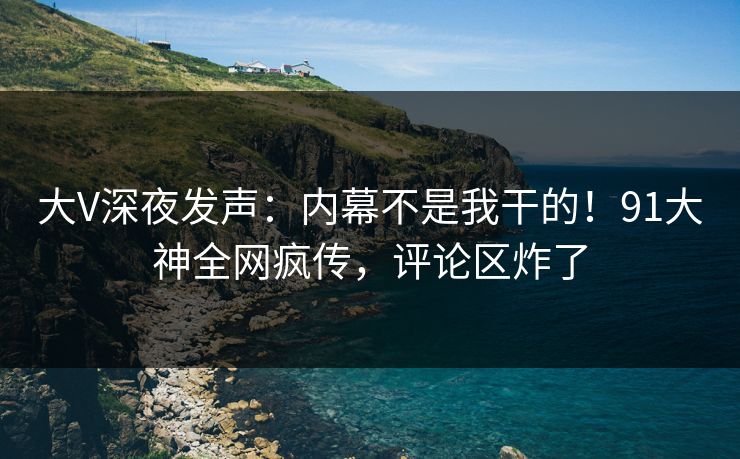 大V深夜发声：内幕不是我干的！91大神全网疯传，评论区炸了