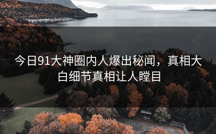 今日91大神圈内人爆出秘闻，真相大白细节真相让人瞠目