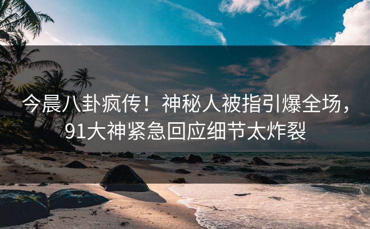 今晨八卦疯传！神秘人被指引爆全场，91大神紧急回应细节太炸裂